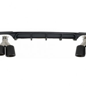 Rear Valance Diffuser Twin Double Outlet with Exhaust Muffler Tips Carbon Fiber Matte suitable for BMW 3 Series F30 F31 (2011-up) M Design