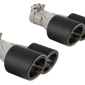Universal Dual Twin Exhaust Muffler Tips Carbon Fiber Matte Finish Inlet 6cm/2.36inch